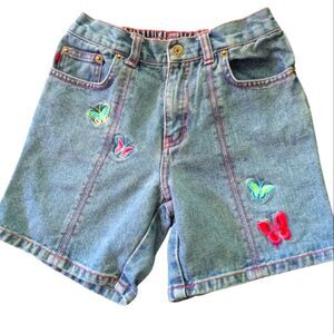 Zana Di Y2K Girls Butterfly Embroidered Denim‎ Jean Shorts Size 6X
